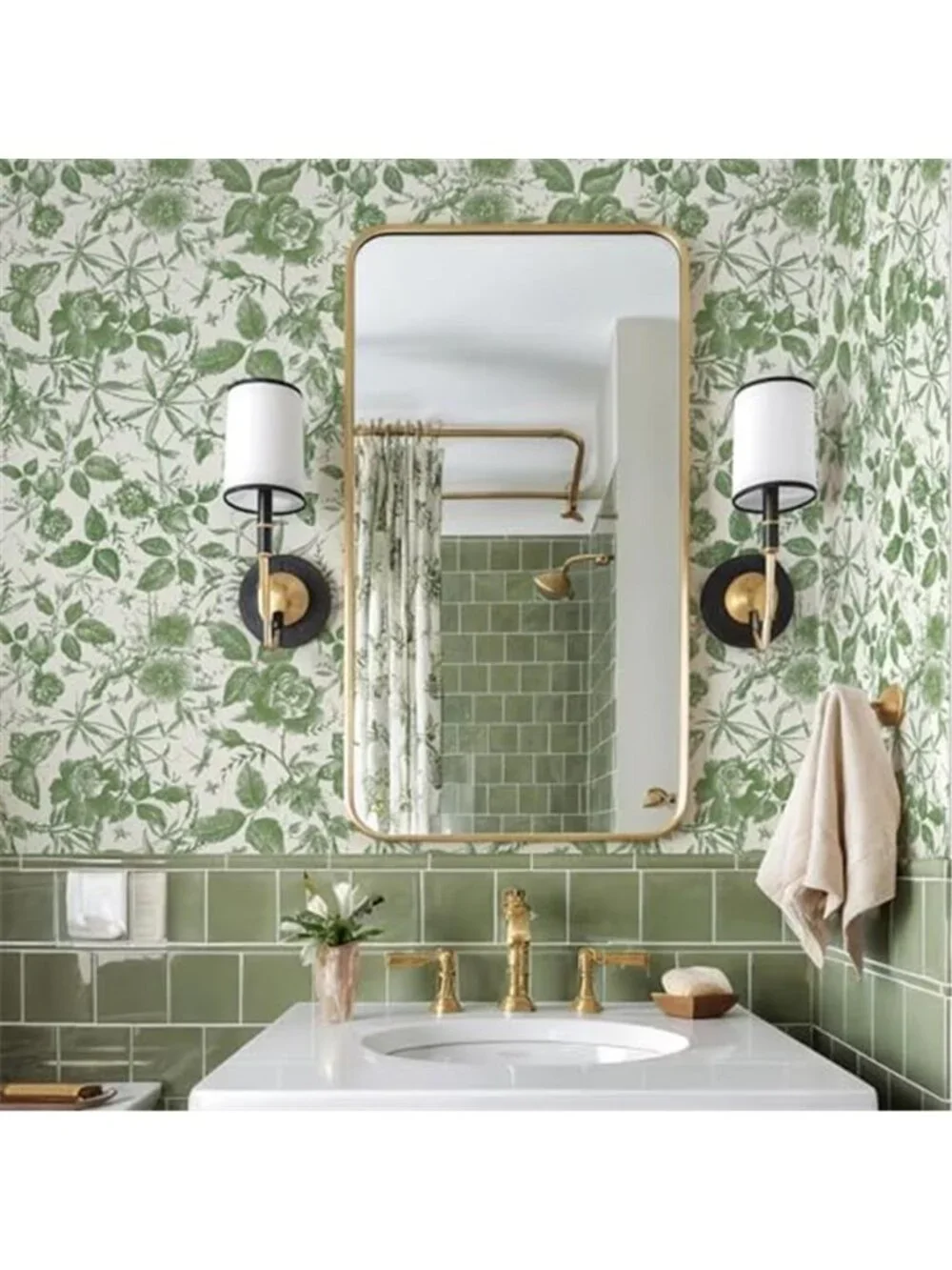 Peel Stick Floral Wallpaper Green Butterfly Rose Vintage Contact Paper Decor